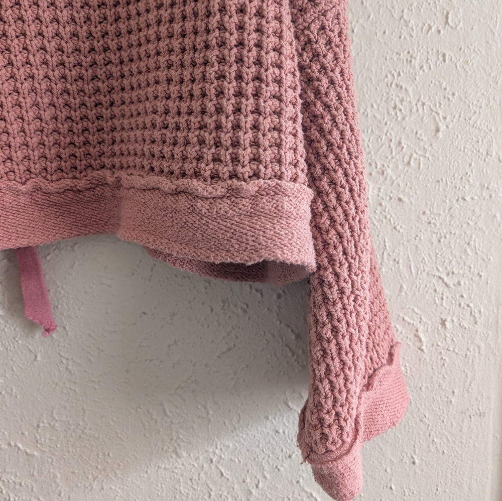 Free People Waffle Knit Lace Up Bow Back Pullover Sweater - Picture 2 of 5